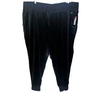 LIVI Jogger Pants Womens Plus Size 26/28 Black Velour Relaxed Fit